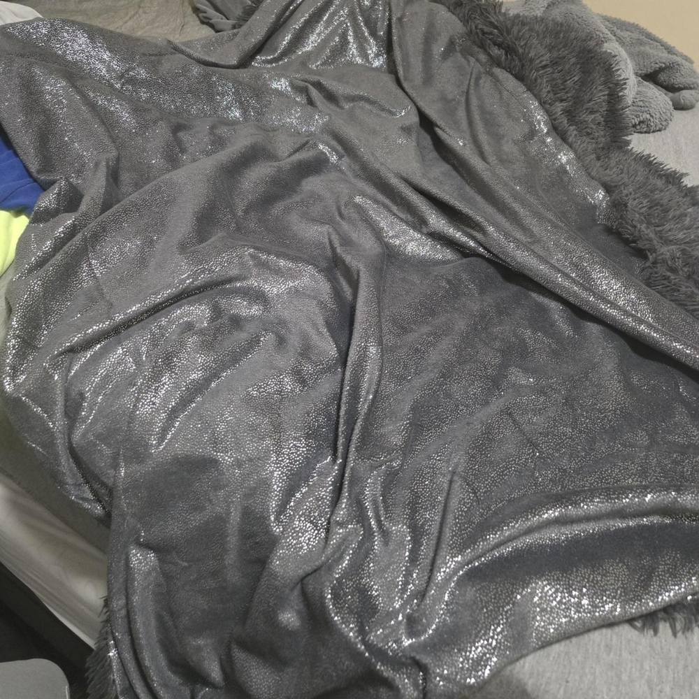 Stussy Gray Shimmer Plush Throw Blanket